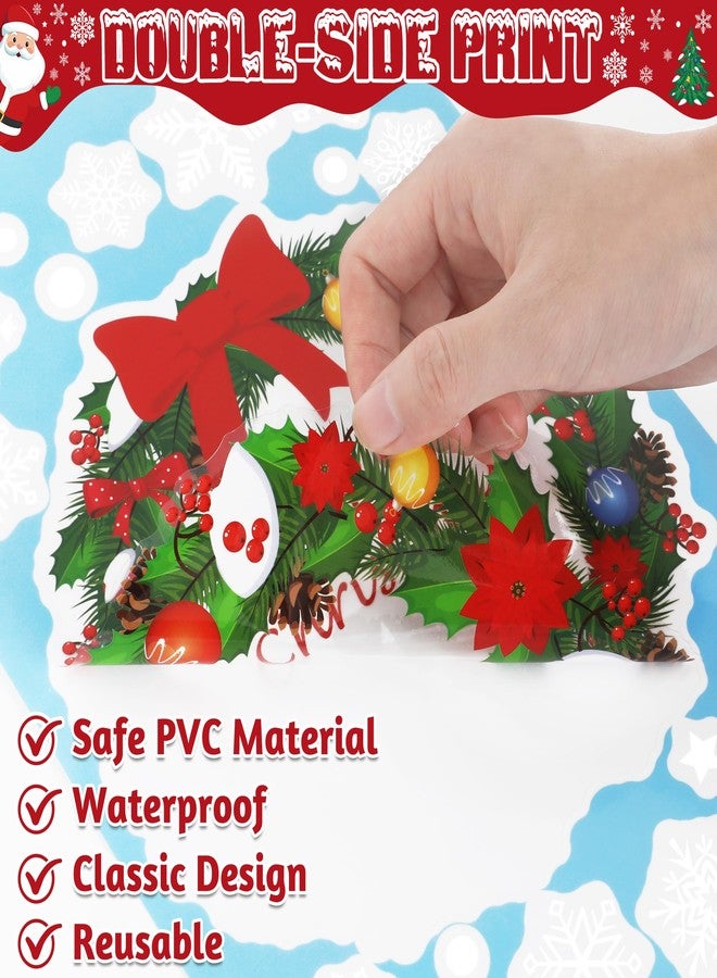 Traplace 186PCS Christmas Decor, Christmas Window Clings, 9 Sheets Snowflake Window Stickers Decals with Santa Claus Snowman Reindeer, PVC Xmas Decorations Clings for Holiday Party Decorations Accessories - Image 3
